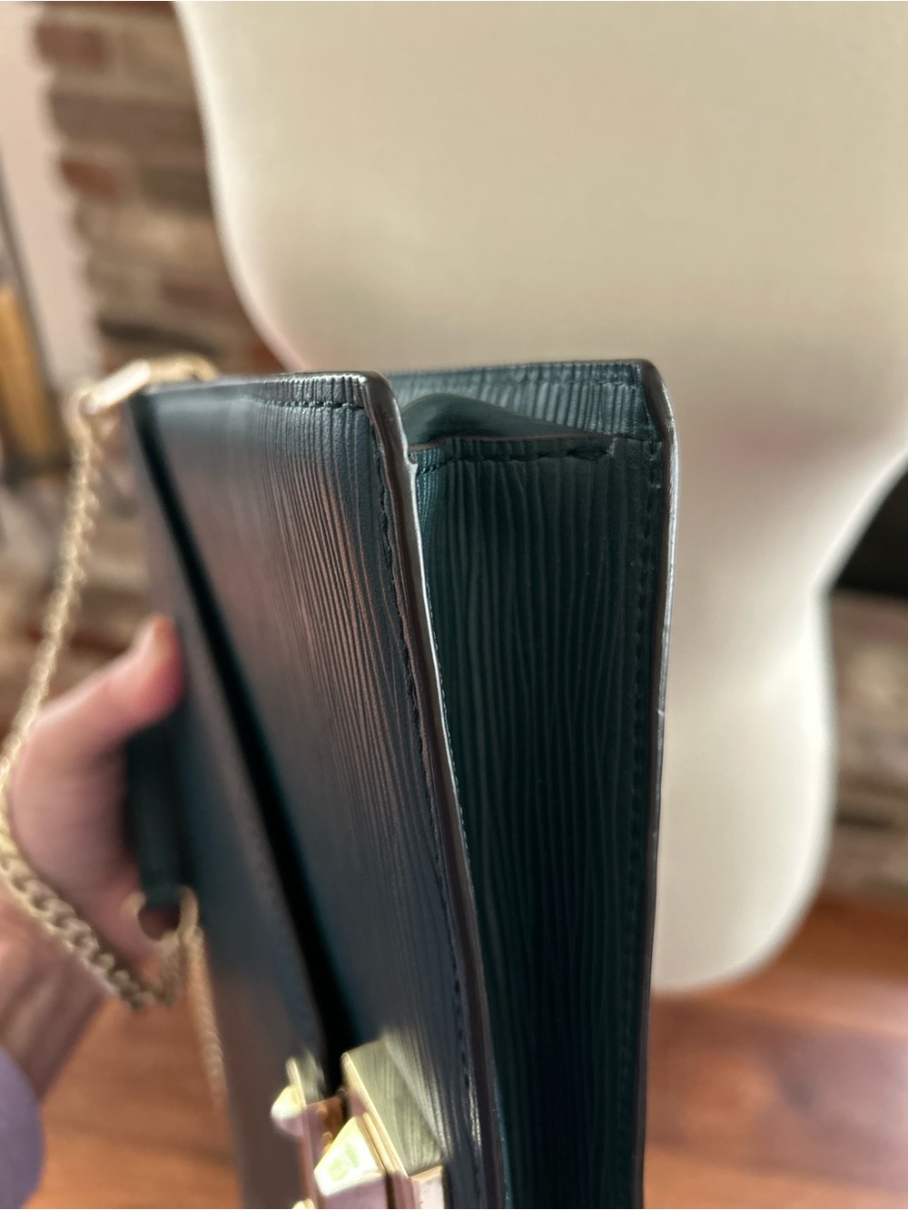 Rebecca Minkoff Textured Leather Paris Clutch, Gold-Tone Hardware, Vintage CLEAN - Picture 6 of 16